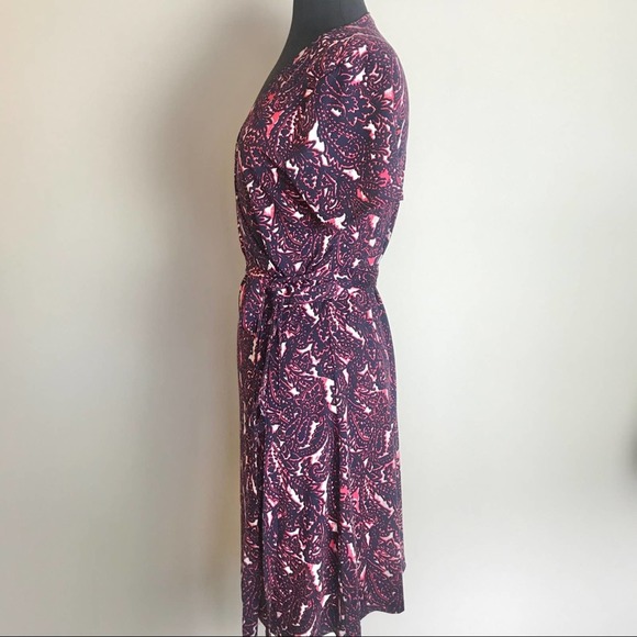 JustFab Blue & Pink Paisley Wrap Dress - Picture 6 of 7